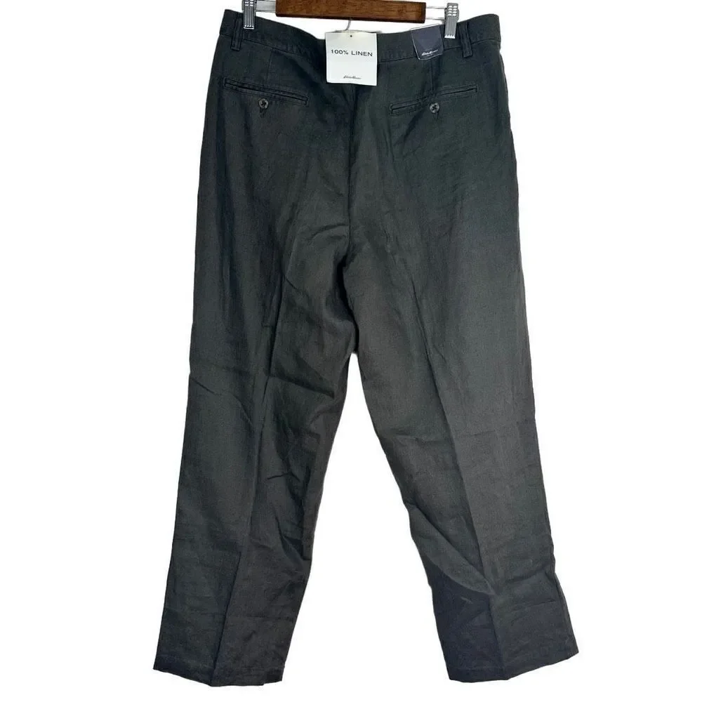 Eddie Bauer Mens Linen Sage Green Dress Pants NWT Size 36x30 Timeless Essential